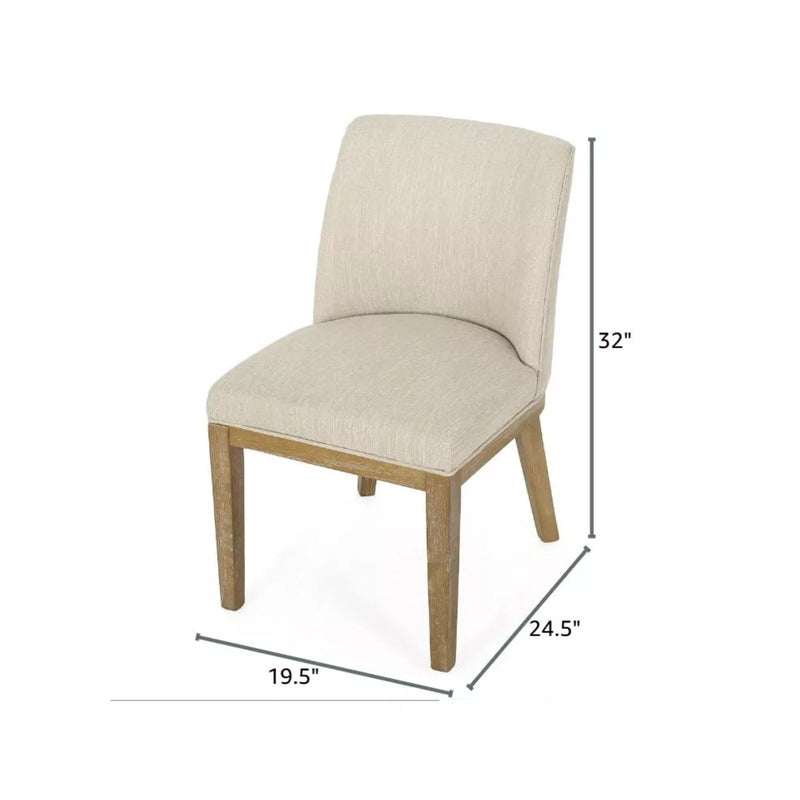 Set of two Noble House modern dining chairs with durable fabric upholstery and sturdy wooden frames.