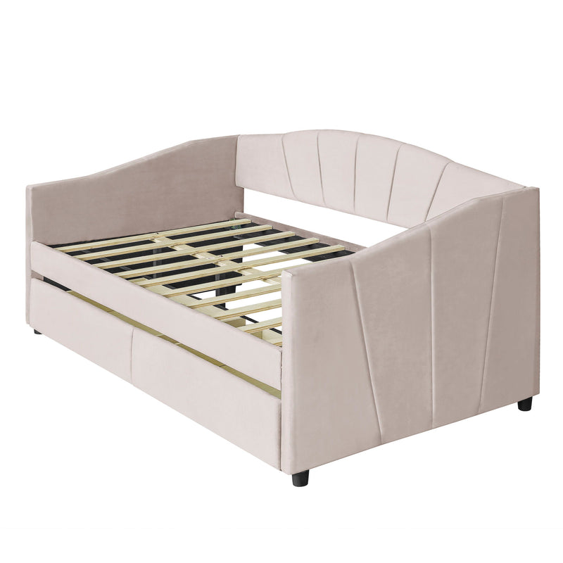 Upholstered Daybed With Two Drawers And Wood Slat - R&R Furniture Gallery (Fountain Valley, CA)