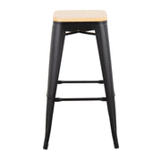 Pair of Lumi Source Oregon contemporary barstools, set of 2, featuring modern design with wooden seats and metal legs.