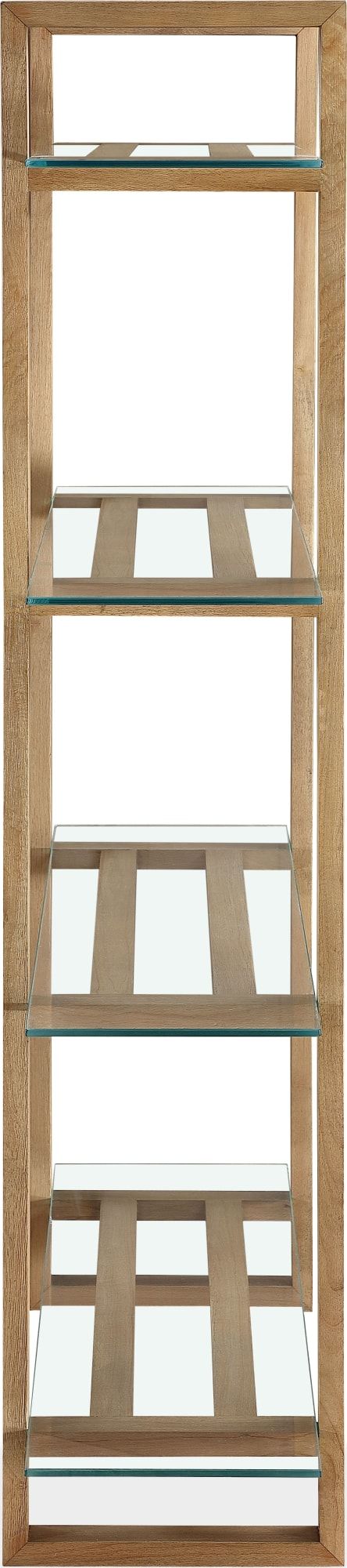 One Modern Coastal Glass Shelf Bookcase in Solid Wood