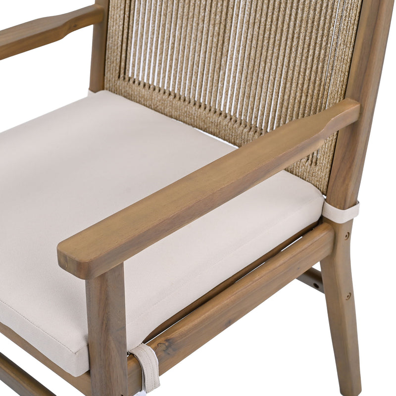 Outdoor Acacia Wood Patio Dining Armchair (Set of 2) - R&R Furniture Gallery (Fountain Valley, CA)