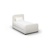 TOV Furniture Briella trundle bed with wooden frame, featuring a sleek design with a pull-out trundle drawer for extra sleeping space.