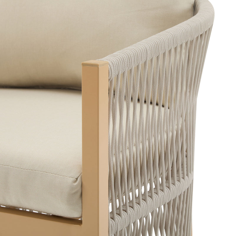Modern Curved Aluminum Lounge Chair With Stylish Rope Weave Design And Cushioned Comfort For Outdoor - R&R Furniture Gallery (Fountain Valley, CA)