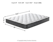 8-inch Bonnell Hybrid mattress by Sierra Sleep® with a plush top and supportive base, shown in a neatly made bed setup.