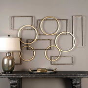 Elias wall art by Uttermost featuring bronze and gold tones, decorative metal wall decor with abstract design.