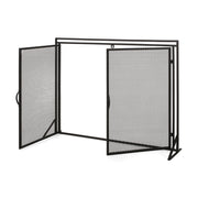 Noble House Samantha iron fireplace screen with two-door design, featuring intricate metalwork and a sturdy frame.