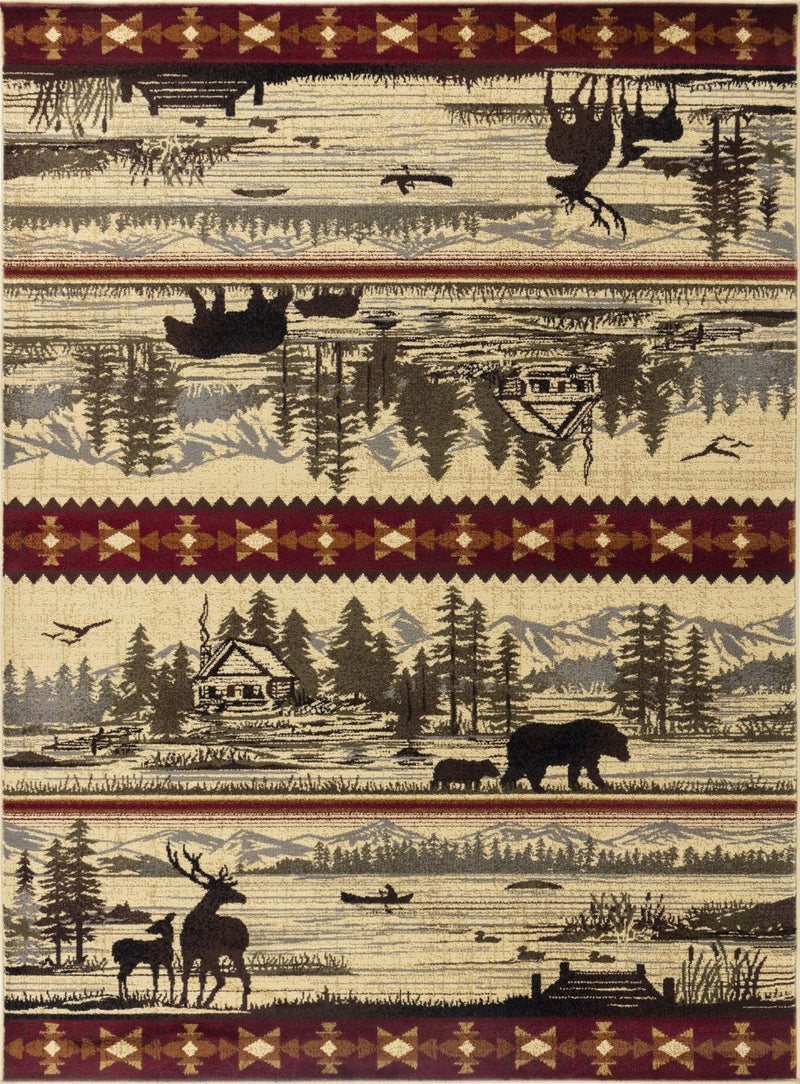 Nature's Nest - 5'3" X 7'3" Lodge Area Rug - Multi / Cream - R&R Furniture Gallery (Fountain Valley, CA)