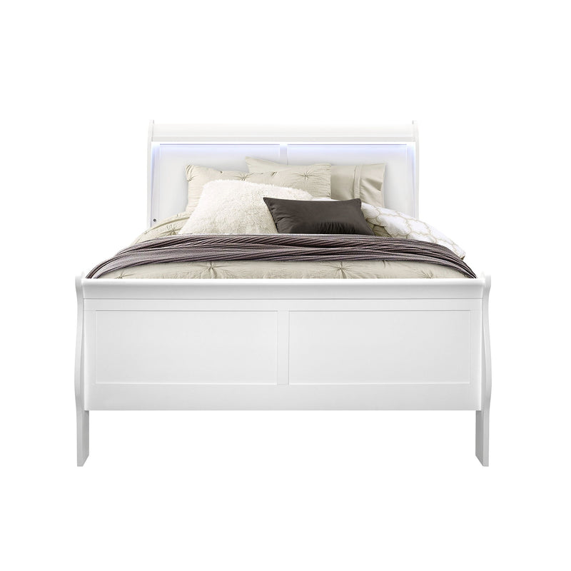 Charlston - Modern Sleigh Design Bed With LED - R&R Furniture Gallery (Fountain Valley, CA)