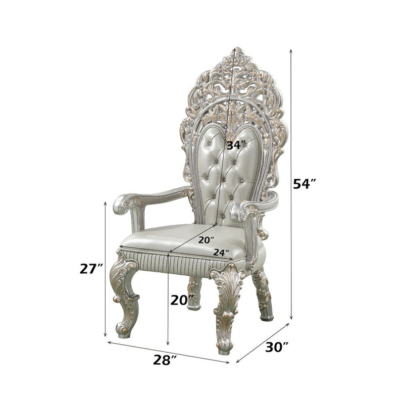Sandoval - Arm Chair (Set of 2) - Beige Synthetic Leather & Champagne - R&R Furniture Gallery (Fountain Valley, CA)
