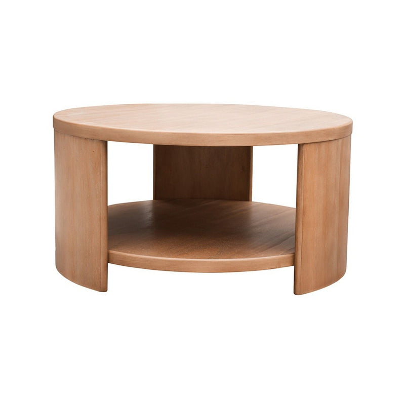 Minimalist Round Coffee Table With Shelf Storage - Natural - R&R Furniture Gallery (Fountain Valley, CA)