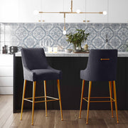 Beatrix - Pleated Velvet Stool - R&R Furniture Gallery (Fountain Valley, CA)