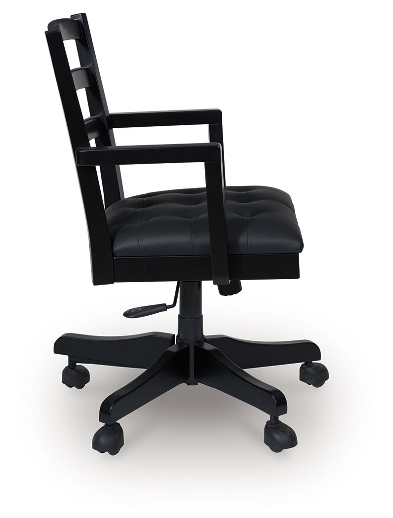 Wildenauer - Home Office Swivel Desk Chair - Brown / Black - R&R Furniture Gallery (Fountain Valley, CA)