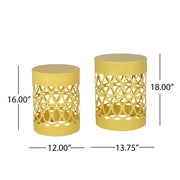 Outdoor metal side table by Noble House, S/2 End Table with a durable, stylish design suitable for patio or garden use.