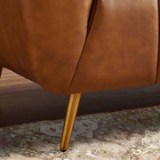 Ashcroft Furniture Ava gold and tan stationary sofa with plush cushions and sleek design, perfect for modern living rooms.