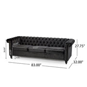 Noble House Chesterfield style 3-seater sofa with deep button tufting and classic stationary design.