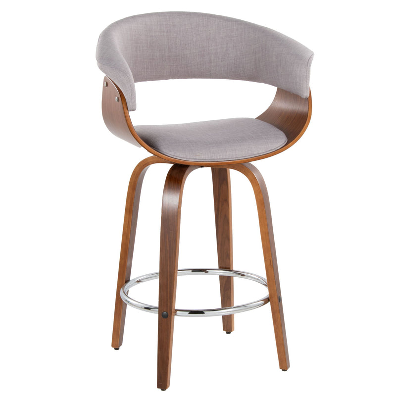 Set of two Lumi Source vintage mid-century modern fixed height counter stools with swivel, round footrest, and stylish design.