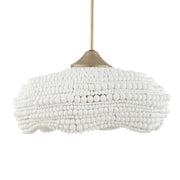 Uttermost Biddeford 5-light beaded pendant in white with intricate beaded design, hanging from a sleek fixture for modern decor.