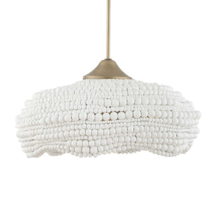 Uttermost Biddeford 5-light beaded pendant in white with intricate beaded design, hanging from a sleek fixture for modern decor.
