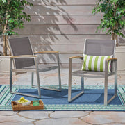 Poetic - Outdoor Dining Chair With Faux Wood Arms And Aluminum Frame (Set of 2) - Gray - R&R Furniture Gallery (Fountain Valley, CA)