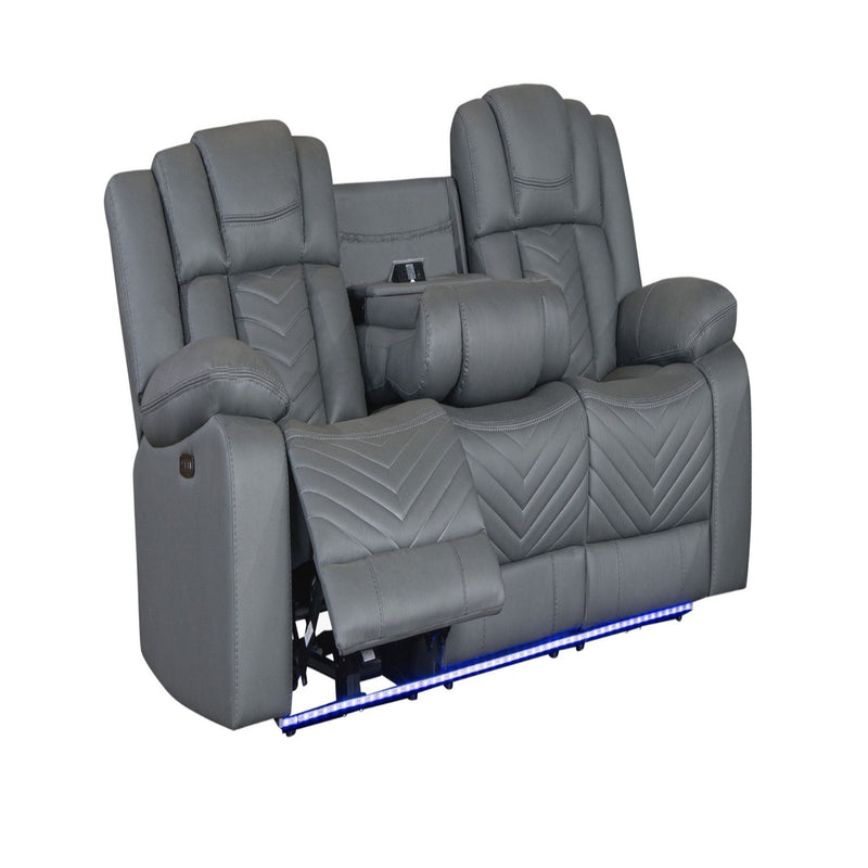 Raize - 10 Power Reclining Sofa With DDT, WC And LED - Gray - R&R Furniture Gallery (Fountain Valley, CA)