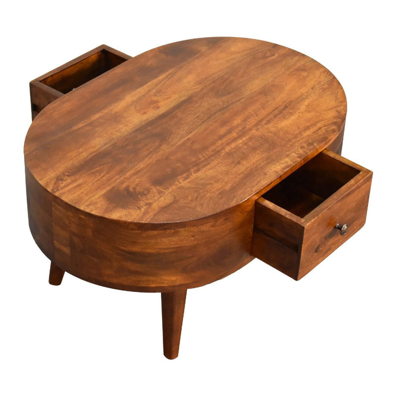Mini Rounded Coffee Table - Chestnut - R&R Furniture Gallery (Fountain Valley, CA)