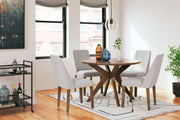 Signature Design by Ashley 5-piece dining room table set with wooden table and matching chairs, modern and stylish for dining spaces.