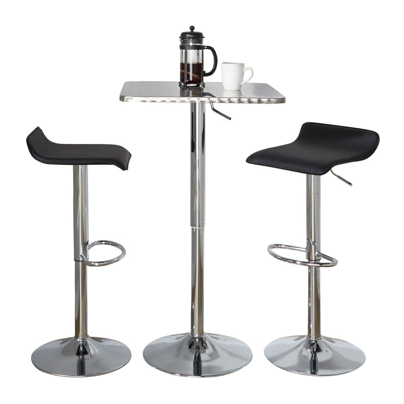 Lumi Source 3-piece bistro bar set with square table and adjustable oval footrests for dining or casual seating.