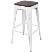 Set of two Lumi Source Oregon contemporary barstools with wooden seats and black metal legs, modern design for kitchen or bar area.