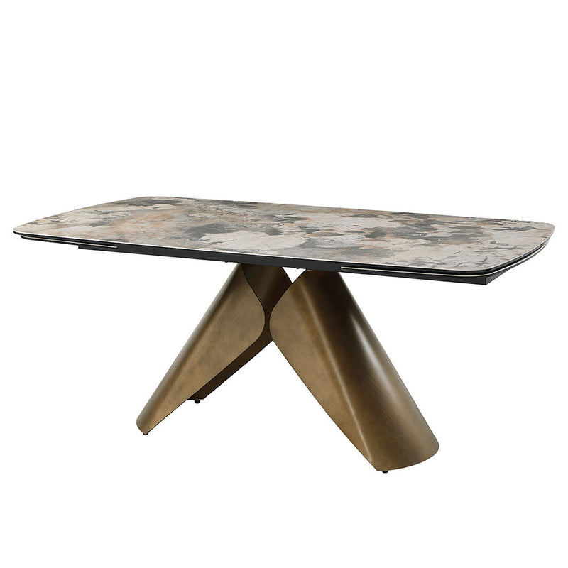 Malika - Ceramic Top Dining Table - Gray & Copper Cross Brushed - R&R Furniture Gallery (Fountain Valley, CA)