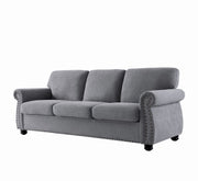 Soft Sofa, Upholstered 3 Seater Couch With High Density Foam, Loose Back Cushions And Turned Legs - R&R Furniture Gallery (Fountain Valley, CA)