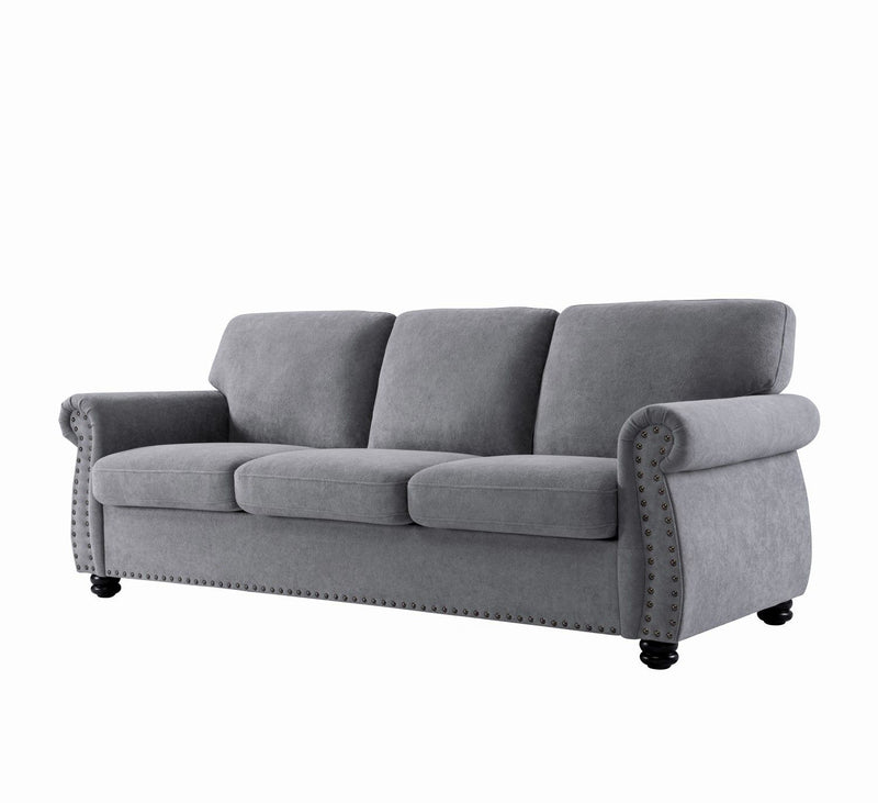 Soft Sofa, Upholstered 3 Seater Couch With High Density Foam, Loose Back Cushions And Turned Legs - R&R Furniture Gallery (Fountain Valley, CA)