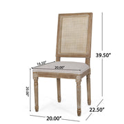 French Country Dining Chair With Rectangular Cane Backrest And Smooth Upholstered Seating - R&R Furniture Gallery (Fountain Valley, CA)