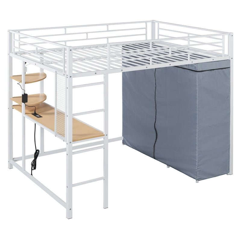 Loft Bed With Desk, Shelves, Power Outlet, LED Light And Wardrobe - R&R Furniture Gallery (Fountain Valley, CA)
