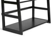 Wooden Acadian handcrafted ladder shelf bookcase by Simpli-Home with multiple shelves for storage and display.