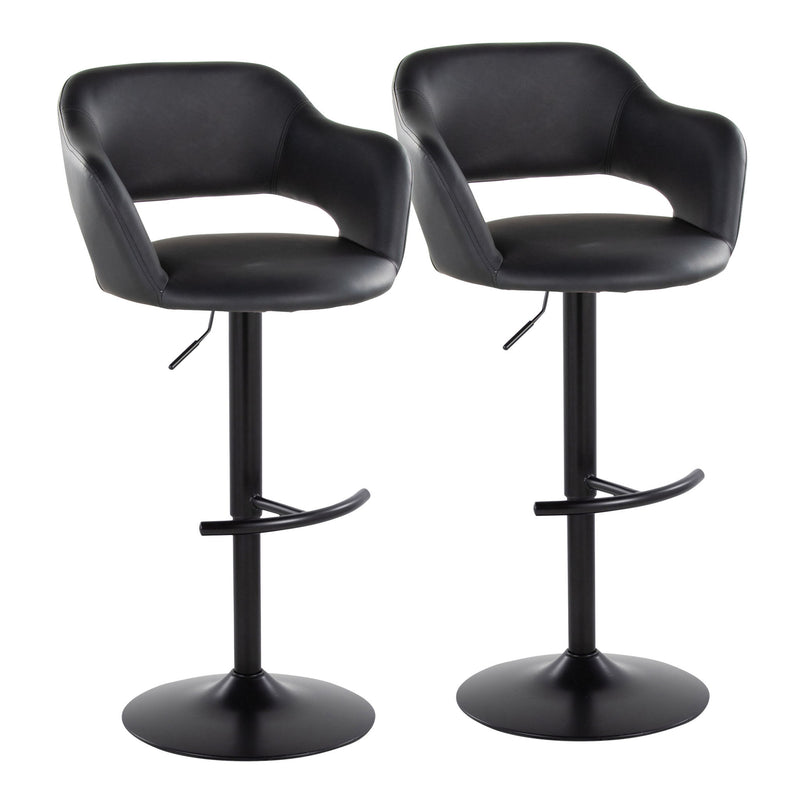 Lumi Source Margarite contemporary adjustable barstools with swivel, rounded T-footrest, set of 2, featuring modern design and comfort.