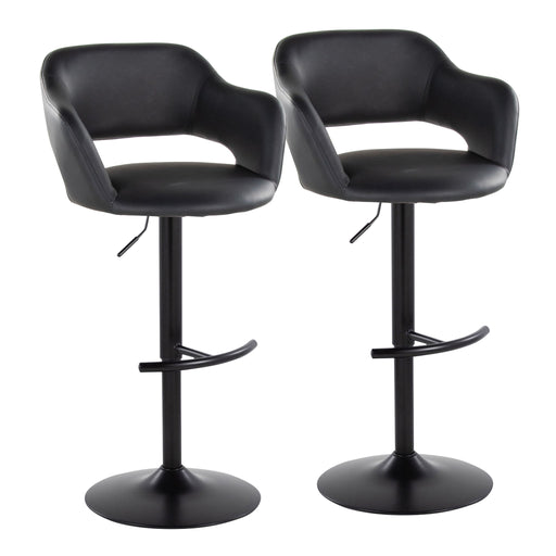 Lumi Source Margarite contemporary adjustable barstools with swivel, rounded T-footrest, set of 2, featuring modern design and comfort.