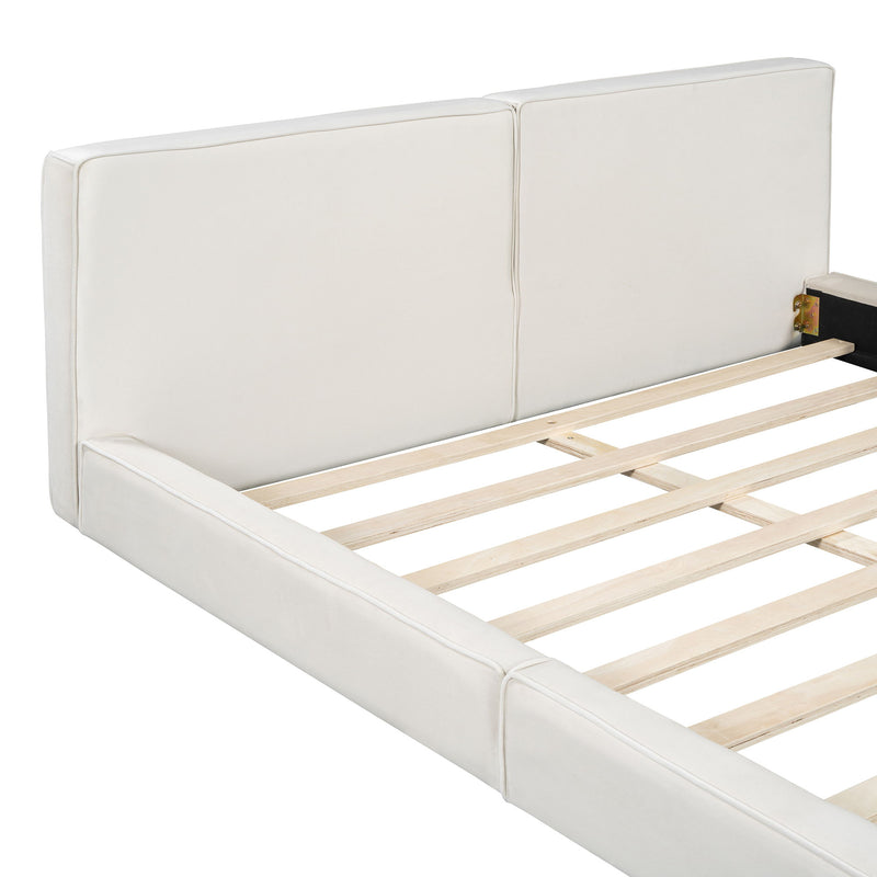 Upholstered Platform Bed, Grounded Bed With Solid Frame - R&R Furniture Gallery (Fountain Valley, CA)