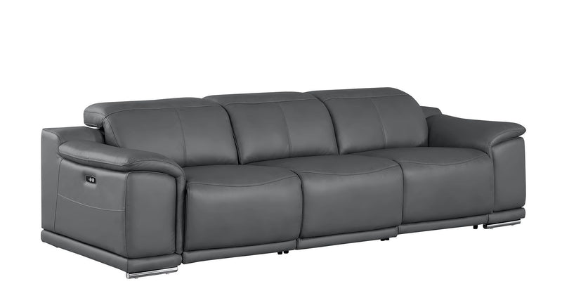 2679 - Genuine Leather Sofa With 3 Power Recliners