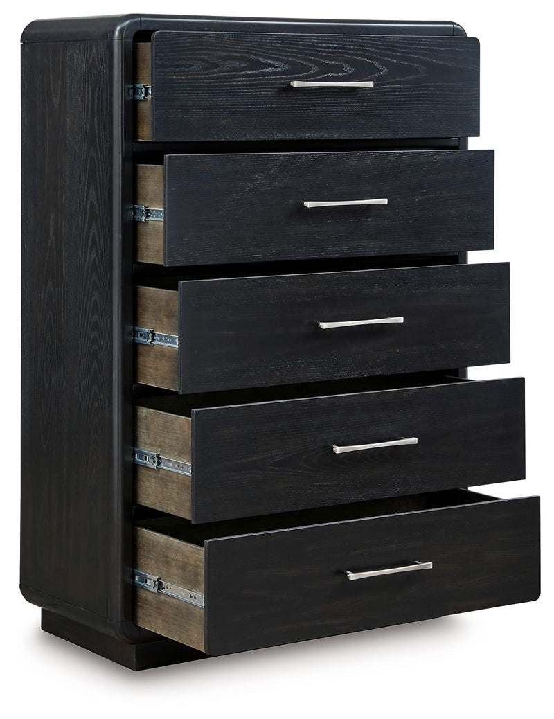 Rowanbeck - Five Drawer Chest - Black - R&R Furniture Gallery (Fountain Valley, CA)