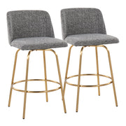Toriano - Contemporary, Fixed Height Counter Stool With Swivel With Round Footrest (Set of 2) - R&R Furniture Gallery (Fountain Valley, CA)