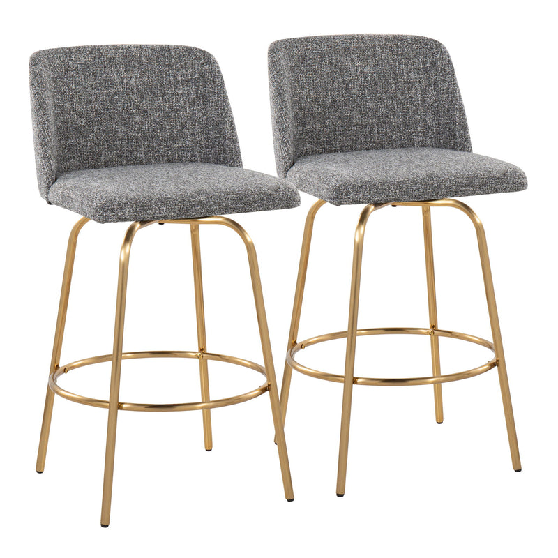Toriano - Contemporary, Fixed Height Counter Stool With Swivel With Round Footrest (Set of 2) - R&R Furniture Gallery (Fountain Valley, CA)