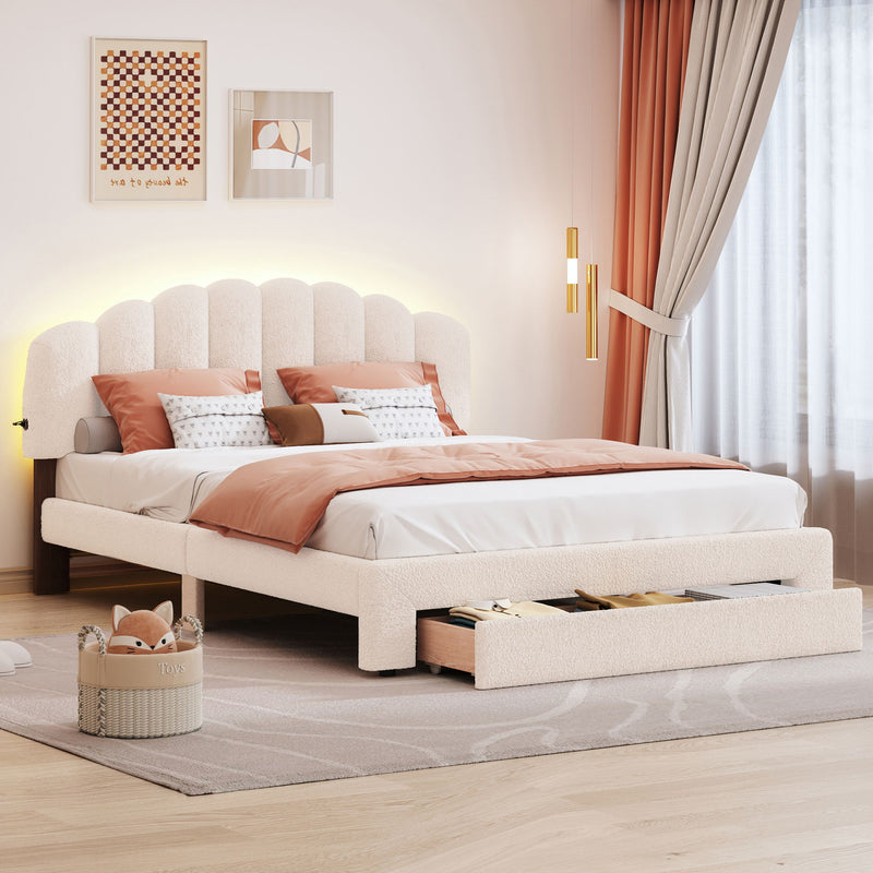 Upholstered Platform Bed With Drawer - R&R Furniture Gallery (Fountain Valley, CA)