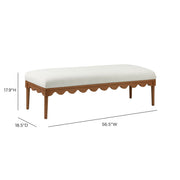 Vegan mohair upholstered bench with walnut wood legs by TOV Furniture, featuring a plush, comfortable seating surface.