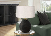 Lighting, Table Lamp, Concrete, Contemporary - Black / Cream - R&R Furniture Gallery (Fountain Valley, CA)