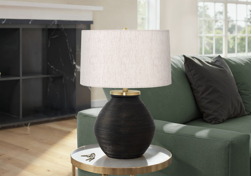 Lighting, Table Lamp, Concrete, Contemporary - Black / Cream - R&R Furniture Gallery (Fountain Valley, CA)