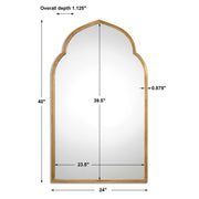 Uttermost Kenitra arched mirror with a sleek frame, showcasing its elegant design and reflective surface.