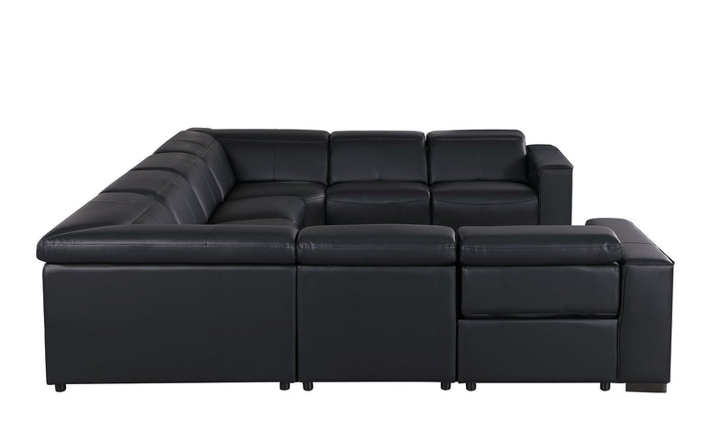 1208 - 8 Piece U Shaped Leather Sectional With 4 Power Recliners & Power Headrest