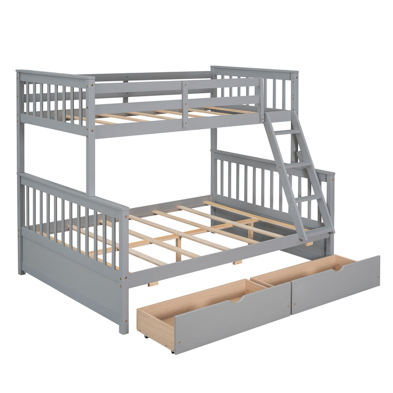 DreamHaus bunk bed with ladders and two storage drawers, featuring a sturdy frame and space-saving design for kids' bedrooms.