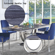 Cambrie - Dining Table With Engineered Stone Top - Engineered Stone Top & Mirrored Silver - R&R Furniture Gallery (Fountain Valley, CA)