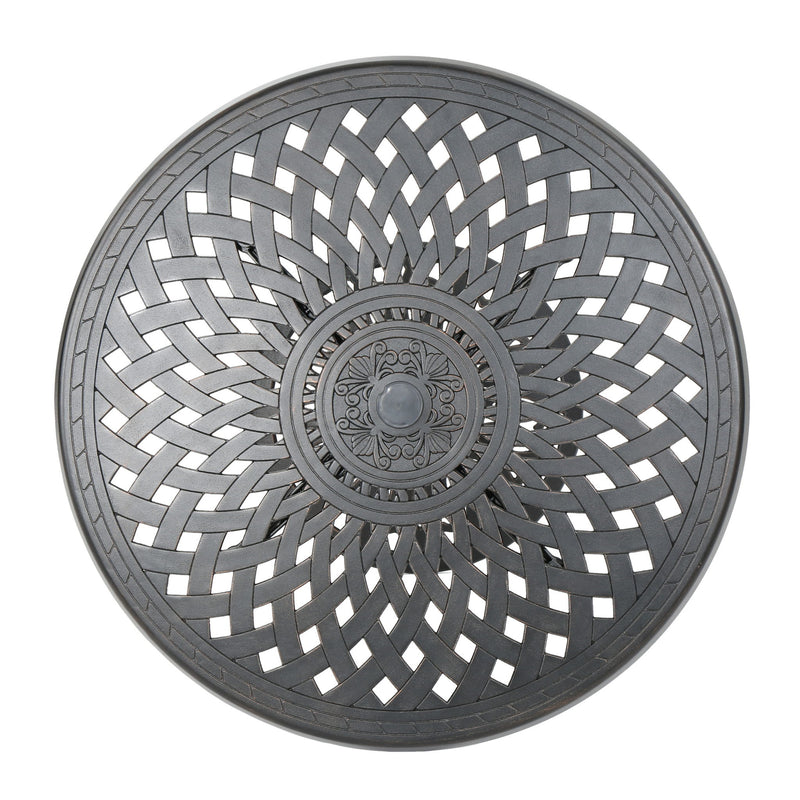 Elegant Cast Aluminum Round Bar Table With Romantic Filigree Design - Copper - R&R Furniture Gallery (Fountain Valley, CA)